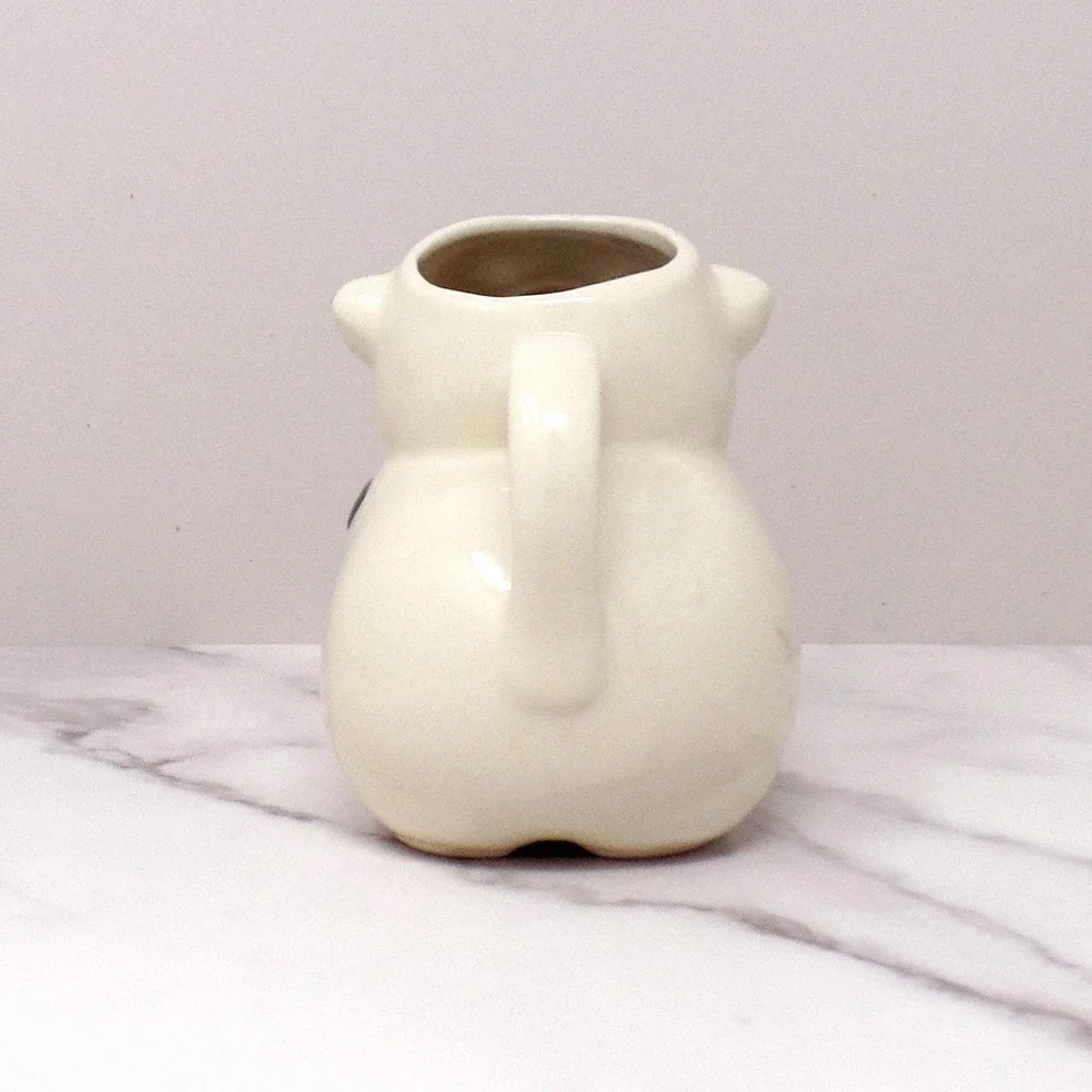 Vintage Shawnee Pottery Smiley Pig Creamer, Peach Flower (1940s-50s)